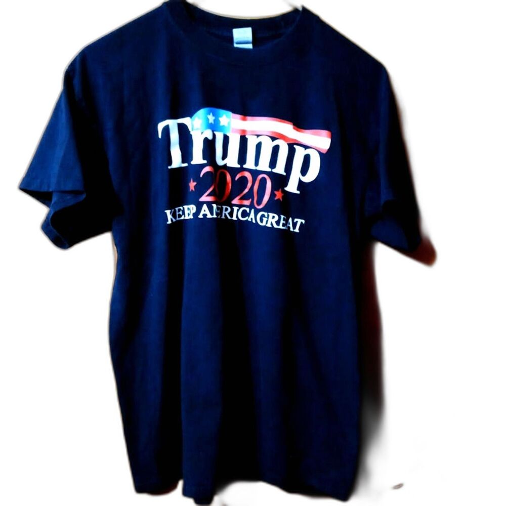 Trump 2020 Black T-Shirt Men's L Gildan 100% Heavy Cotton